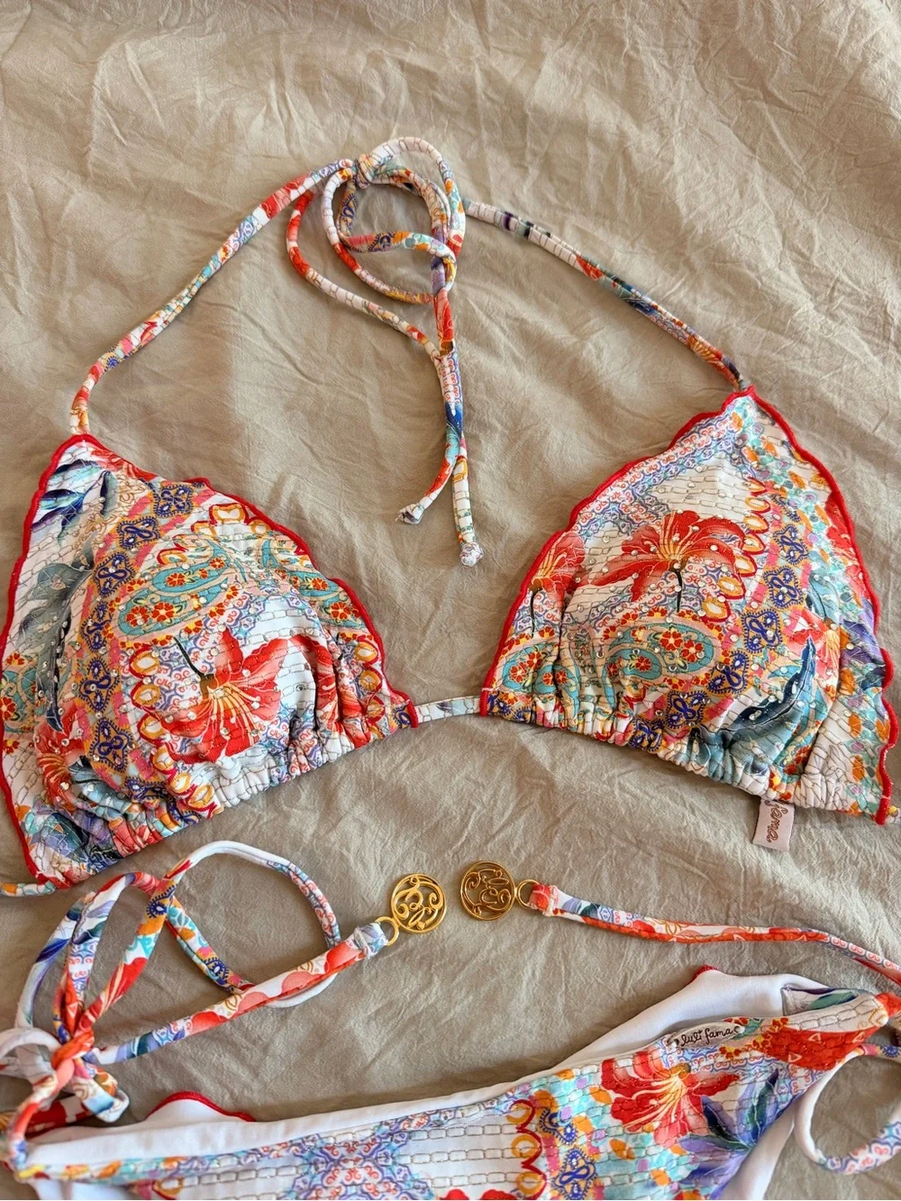 Luli Fama Floral Multicolor Triangle Bikini - Picture 2 of 12